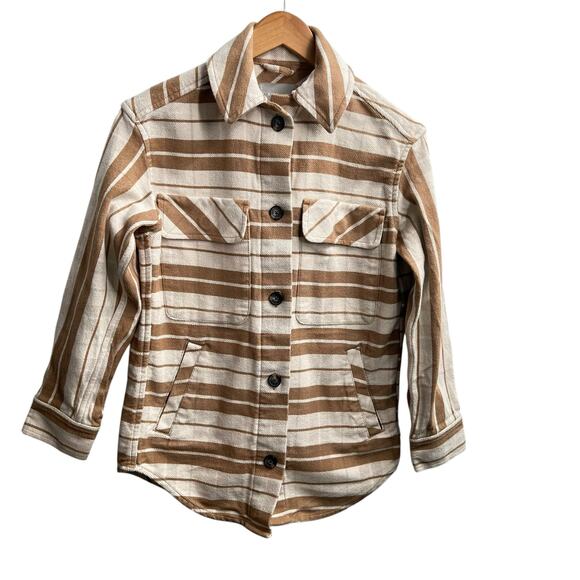 EVERLANE The Oversized Shirt Jacket Camel Plaid 100% Cotton Size XS - Picture 2 of 8